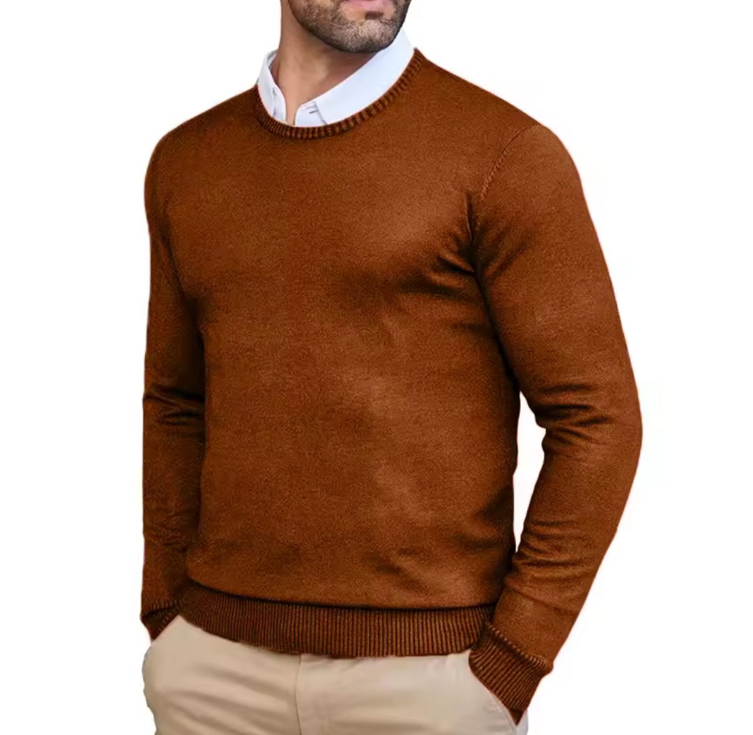 Brown GolfThing Heritage Knit round neck golf sweater for men
