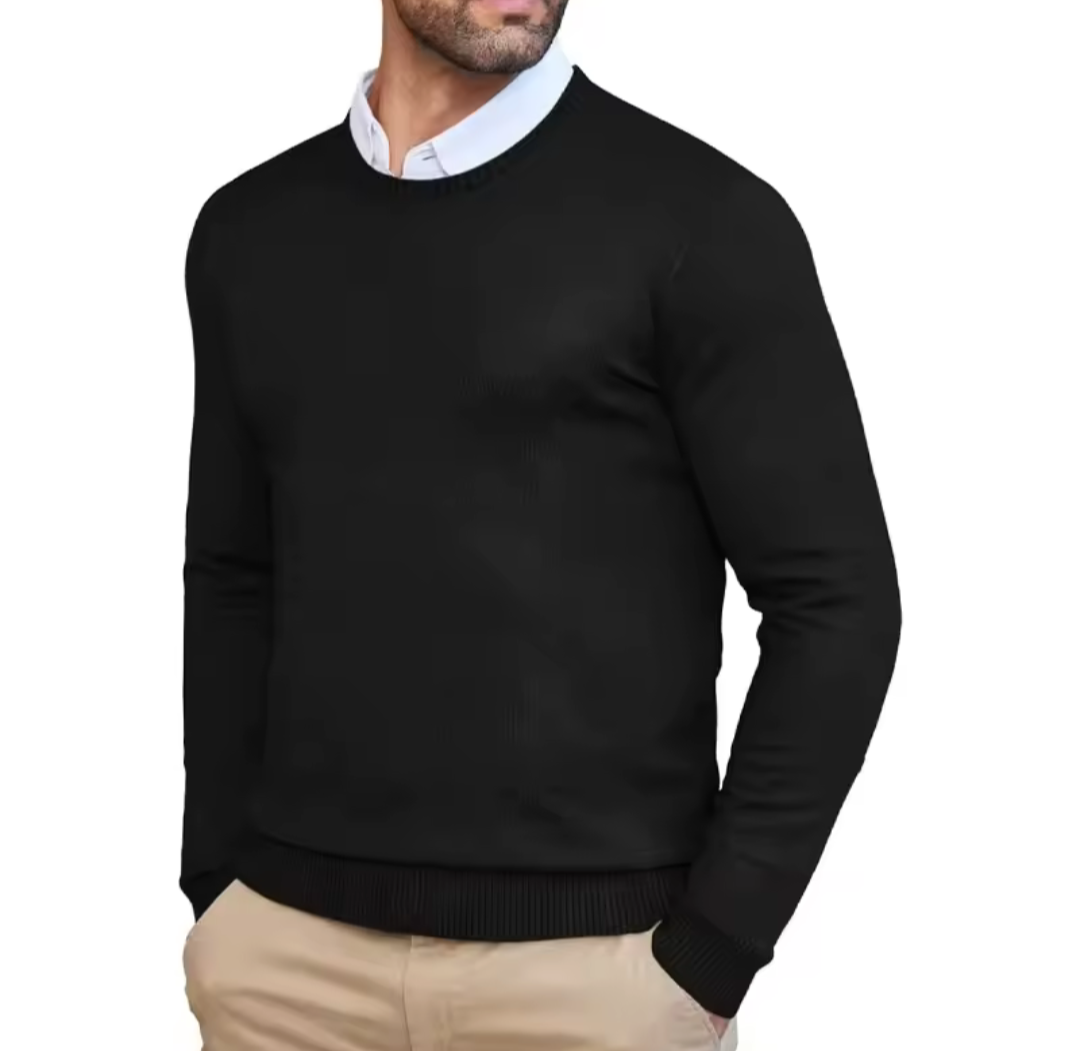 GolfThing Heritage Knit Round Neck Golf Sweater Black