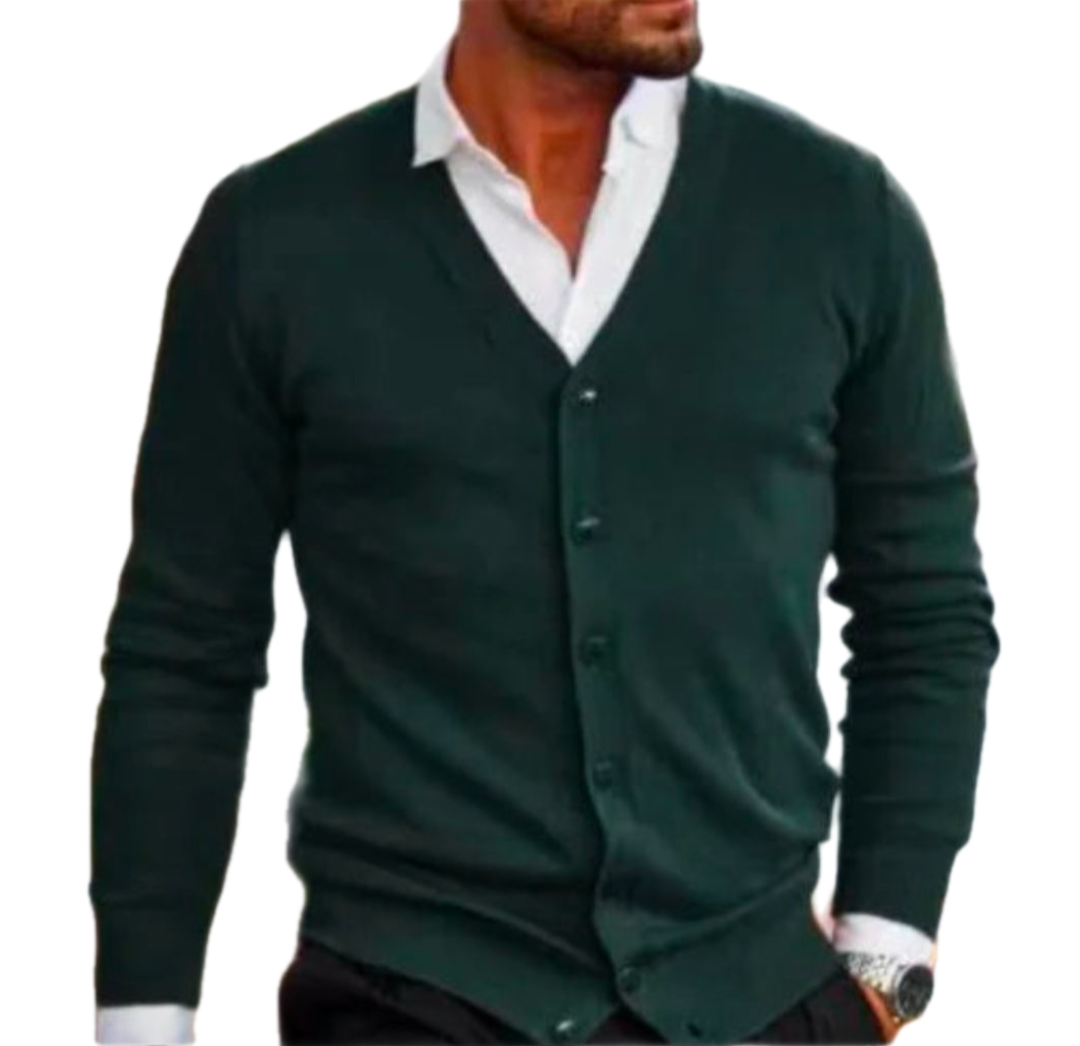GolfThing Signature Knit Golf Cardigan Sweater - Green
