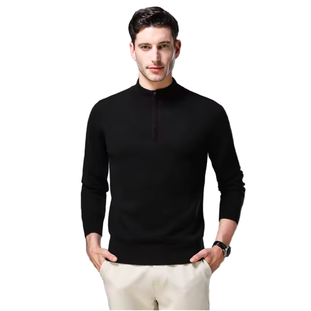GolfThing Mohair Quarter Zip Golf Jumper with anti-pilling, shrink-resistant fabric, ribbed cuffs, and comfortable fit