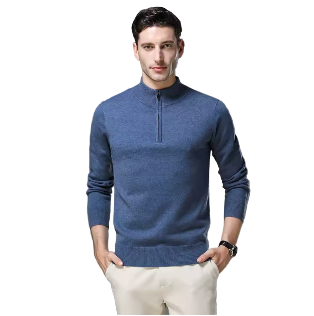 GolfThing mohair quarter zip golf jumper with anti-pilling finish and ribbed cuffs