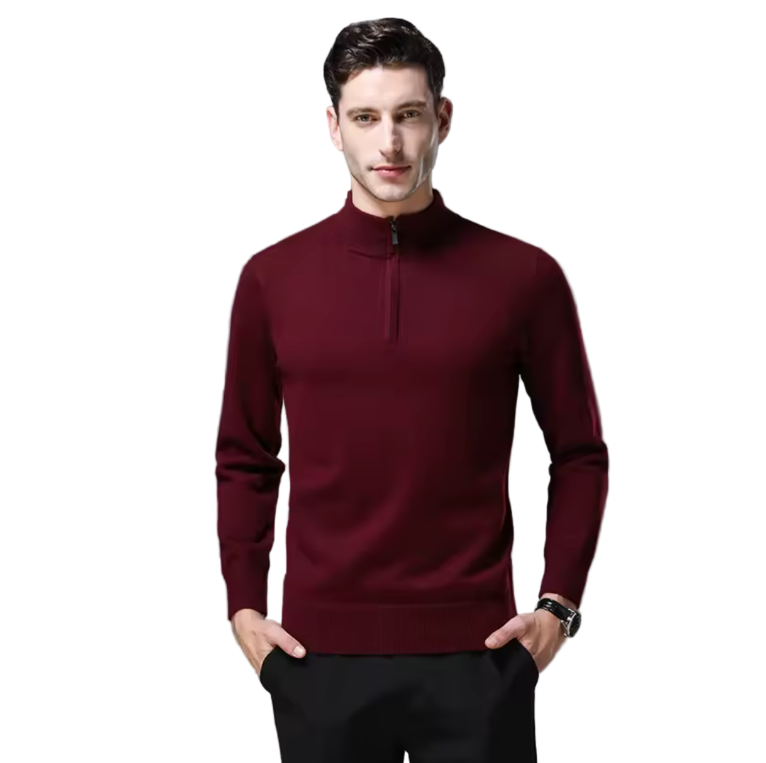 GolfThing mohair quarter zip golf jumper with anti-pilling finish and ribbed cuffs for men