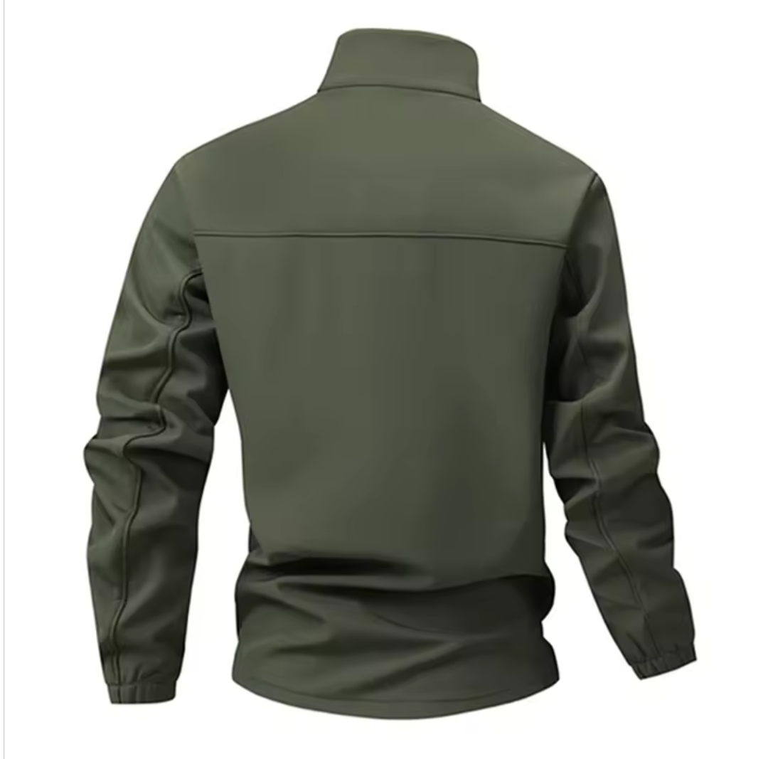 Waterproof tactical softshell golf jacket with wind resistance and breathable fabric