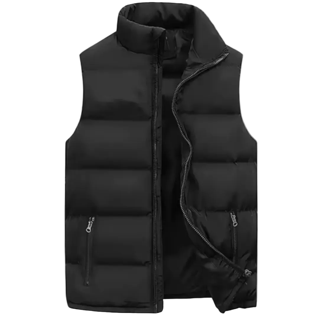 Lightweight GolfThing Essential Puffer Golf Gilet in sleeveless design with zippered pockets for warmth and mobility