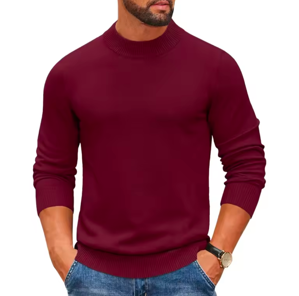 GolfThing Hybrid-Stretch mock neck golf jumper with 360° motion tech and silk-touch tri-blend fabric