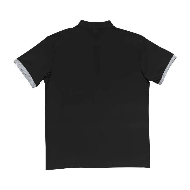 Men's GolfThing Short Sleeved Polo Shirt with Coloured Trim & Smart Lapel Black
