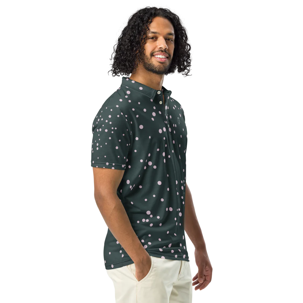 GolfThing Lightweight Golf Polo Shirt - Black Pink