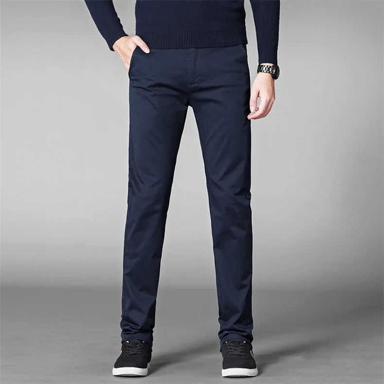 GolfThing Men's Fitted Golf Chinos - Golf Trousers in Navy