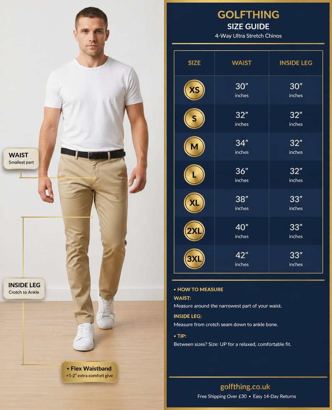 Slim fit GolfThing 4-Way Ultra Stretch golf trousers designed for mobility and style on and off the course