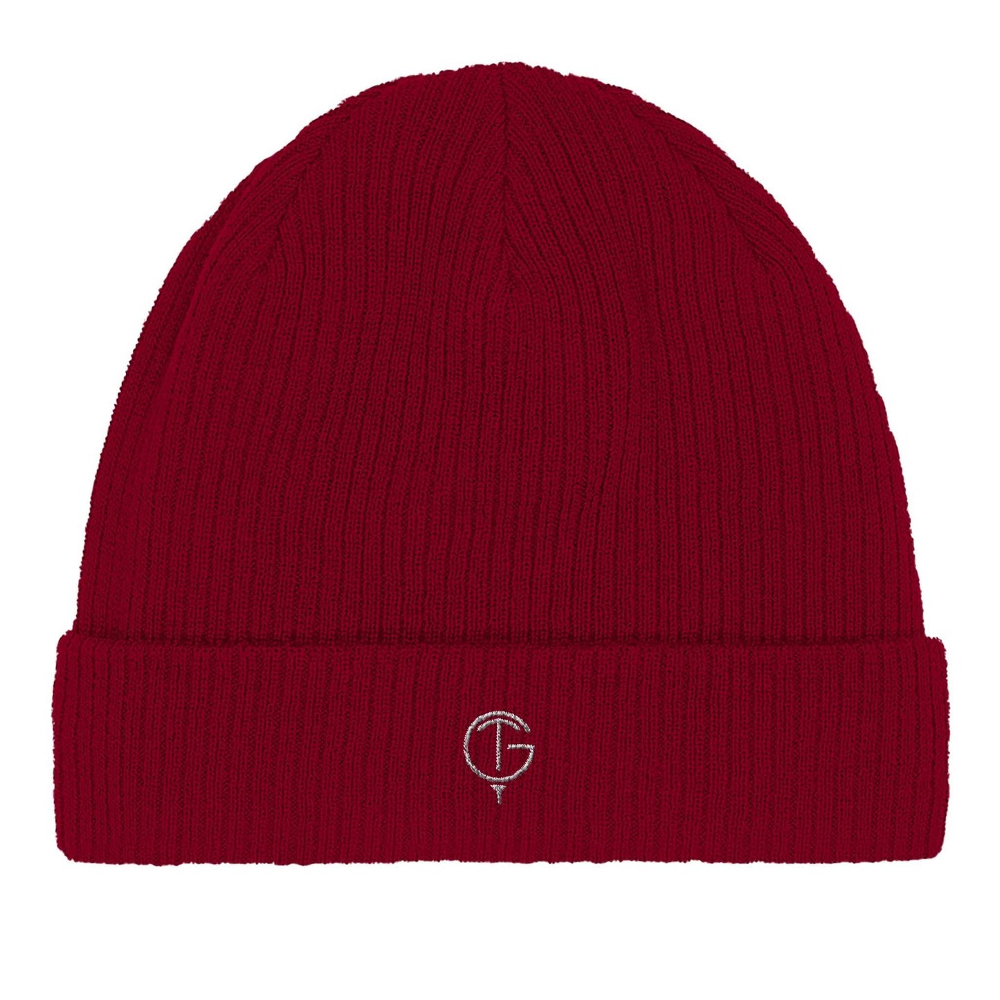 Eco-friendly soft cotton knit golf beanie hat on white background