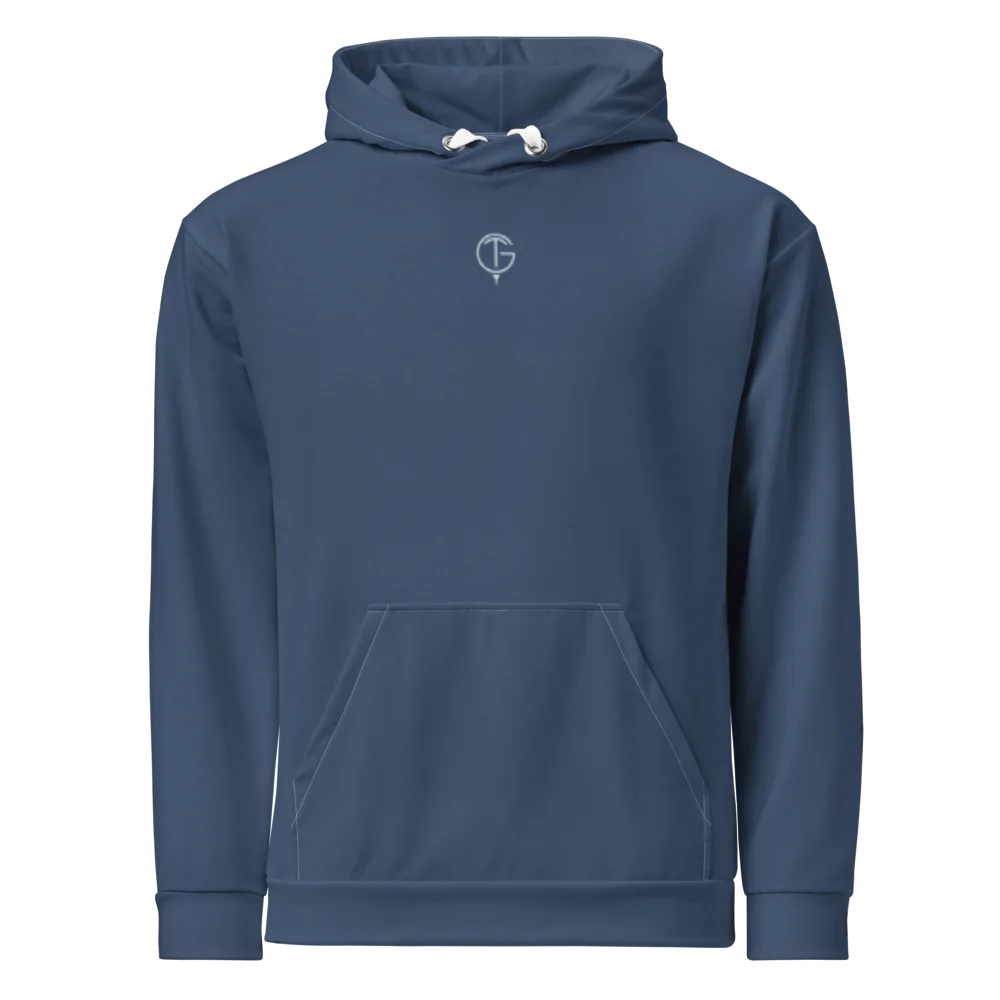 GolfThing PureForm Golf Hoodie - Graphite Blue White Detailing