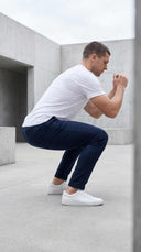 Navy blue 4-way stretch golf trousers for men - non-restrictive performance fit