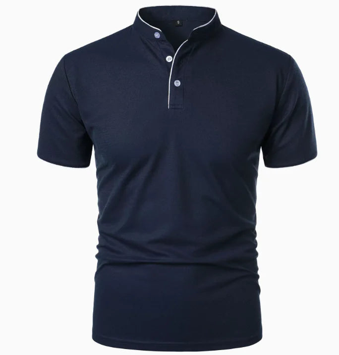 GolfThing Stand-Up Collar Golf Polo Shirt - White
