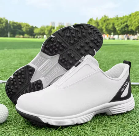 GolfThing Zen Zipper Golf Shoes - Spikeless White & Black