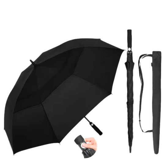 GolfThing Black Windroof Dual Canopy Umbrella (132cm Diametre)