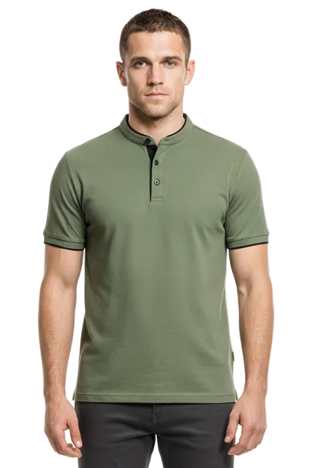GolfThing Stand-Up Collar Golf Polo Shirt - Green
