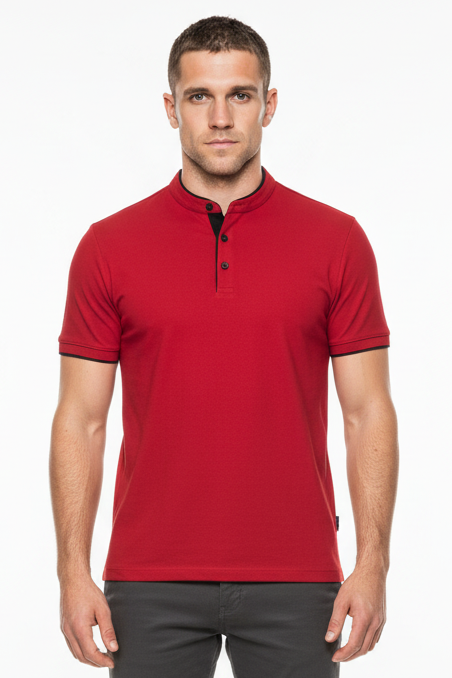 GolfThing Stand-Up Collar Golf Polo Shirt - Wine