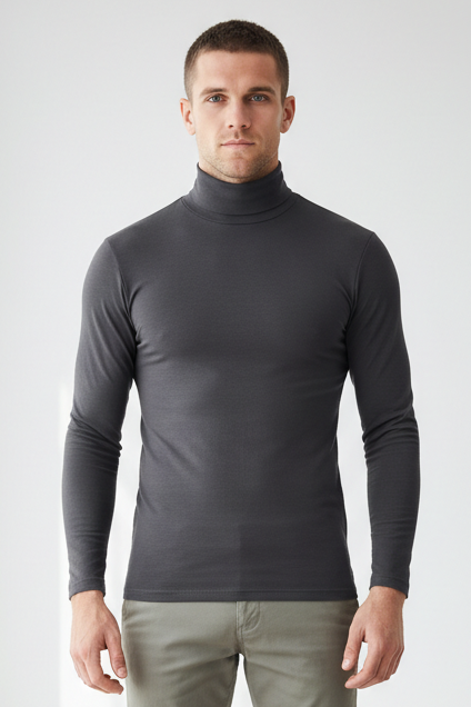 Men's Roll Neck Mid Layer Dark Grey