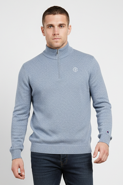 GolfThing Men's Quarter Zip Jumper - Costello Golf Jumper Blue
