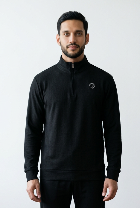 GolfThing Men's Quarter Zip Jumper - Costello Golf Jumper Black