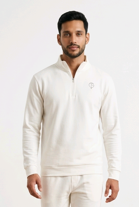 GolfThing Men's Quarter Zip Jumper - Costello Golf Jumper White