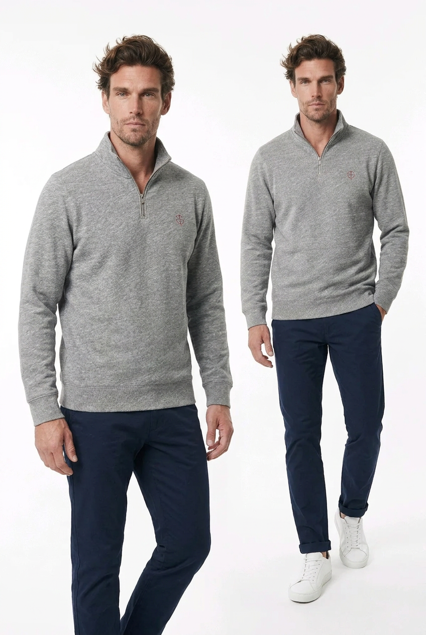 GolfThing Links Quarter-Zip Golf Jumper - Grey