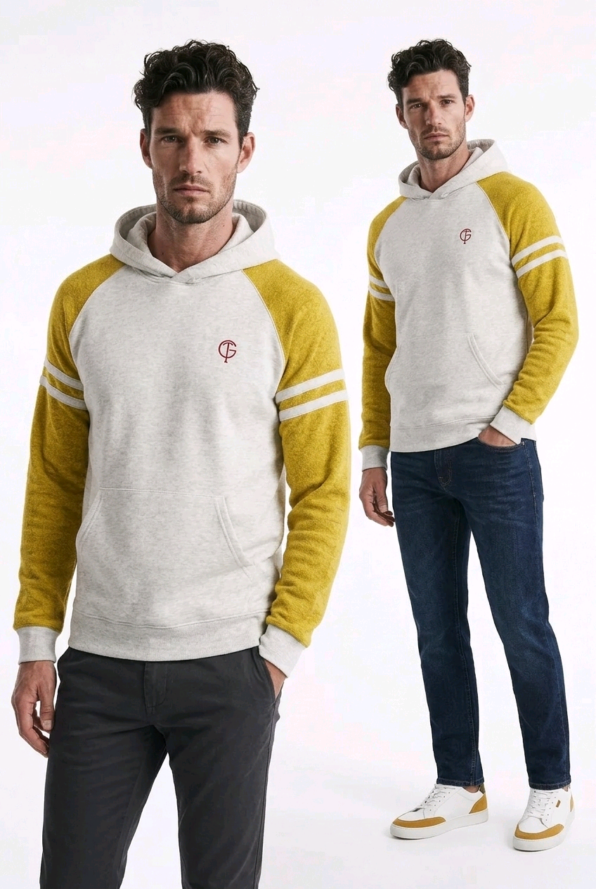 GolfThing LinksPro Golf Hoodie - Grey Mustard