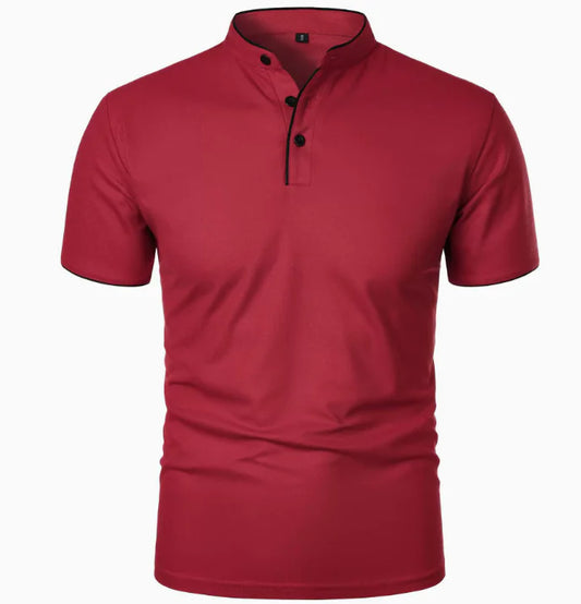 GolfThing Stand-Up Collar Golf Polo Shirt - Wine
