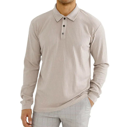 GolfThing Men's Smart Collared Jumper - Vertical Striped Golf Jumper - Black