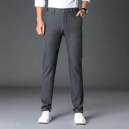 GolfThing Winter Golf Trousers in dark gray, smooth woven fabric with a slim fit, belt loops and straight legs