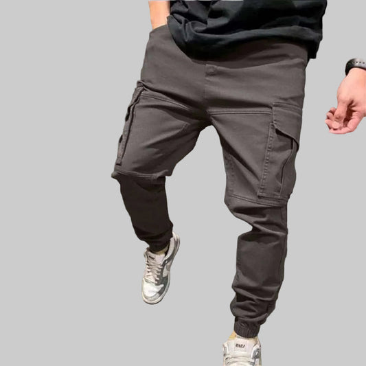 Men wearing GolfThing cuffed cargo trousers in casual street style settings