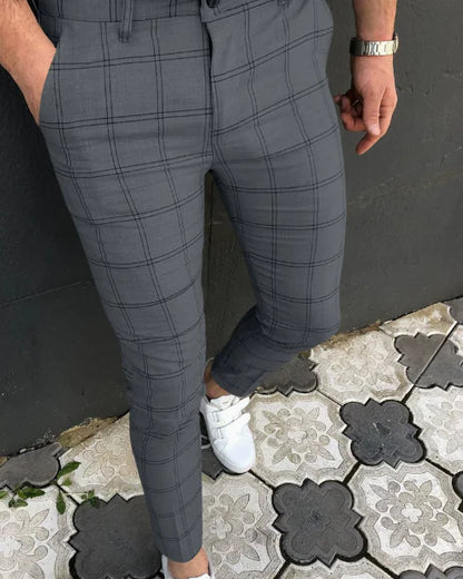 GolfThing Check Print Slim Fit Golf Chinos - Brown