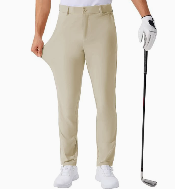 GolfThing Men's Fitted Golf Trousers - 4-Way Stretch & Lightweight