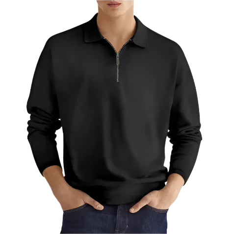 GolfThing Men's Elite Fit Quarter Zip Jumper - Moisture Wicking Black