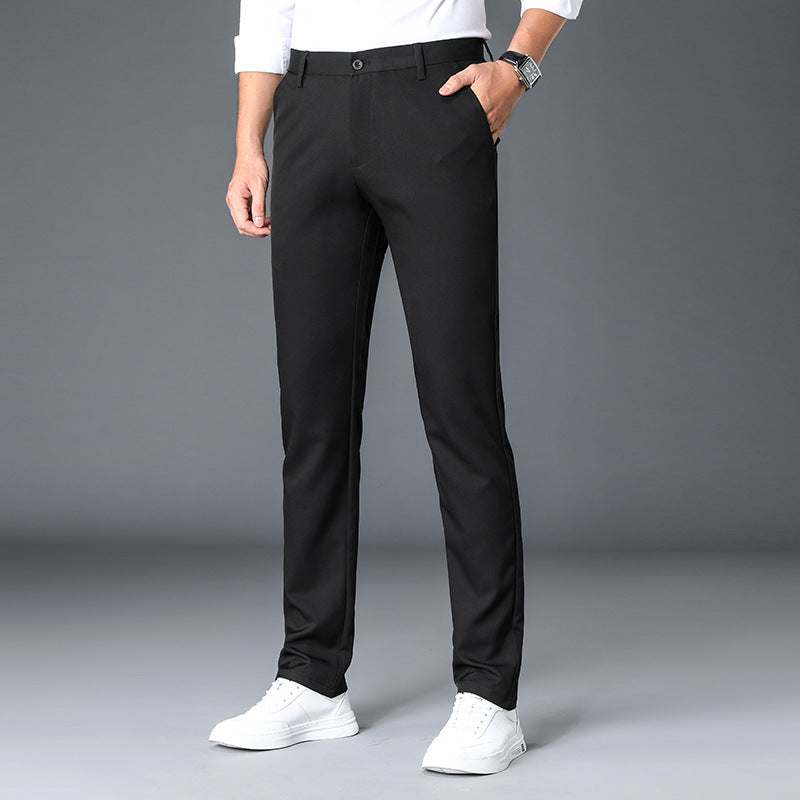 GolfThing Winter Golf Trousers in black smooth fabric, with a slim tailored fit, belt loops and side pockets.