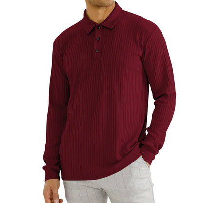 GolfThing Men's Smart Collared Jumper - Vertical Striped Golf Jumper - Black