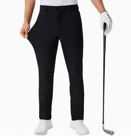 GolfThing Men's Fitted Golf Trousers - 4-Way Stretch & Lightweight