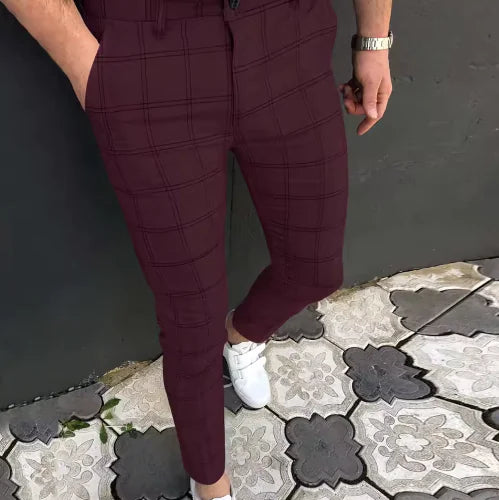 GolfThing Check Print Slim Fit Golf Chinos - Brown