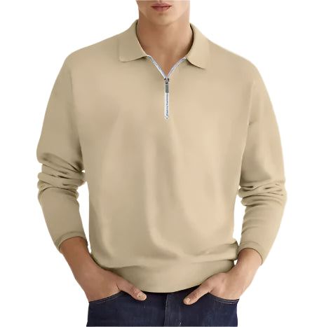 GolfThing Men's Elite Fit Quarter Zip Jumper - Moisture Wicking Apricot