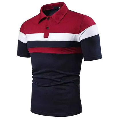 GolfThing Fairway Stride Golf Polo Shirt Red Grey