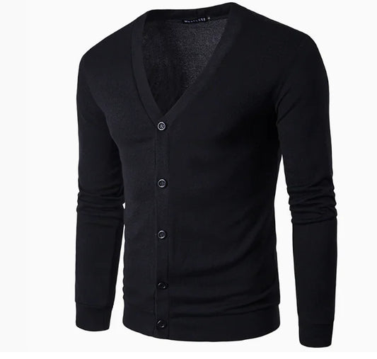 GolfThing Signature Knit Golf Cardigan Sweater - Black