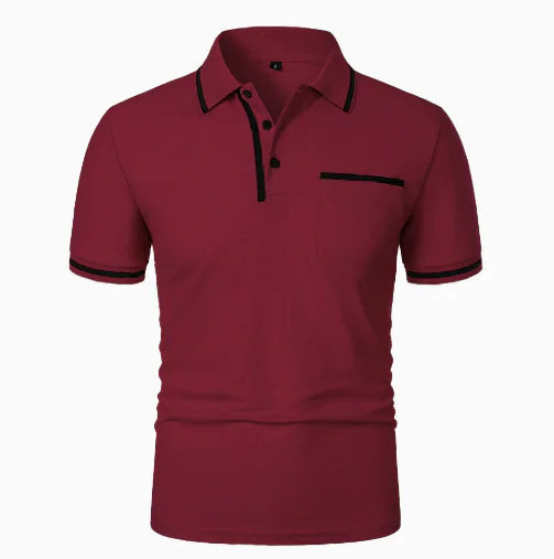 GolfThing Elite Lapel Golf Polo Shirt - Red