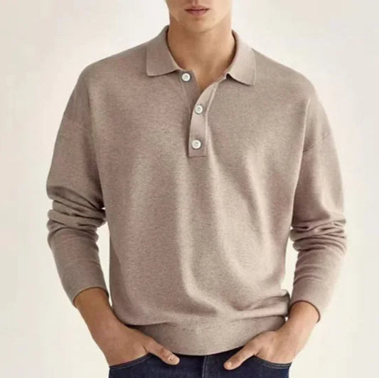 GolfThing Button Collar Sweater - Khaki