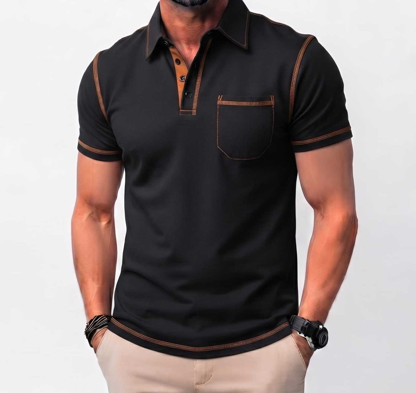 GolfThing Golf Polo Shirt with Detailed Sleeve