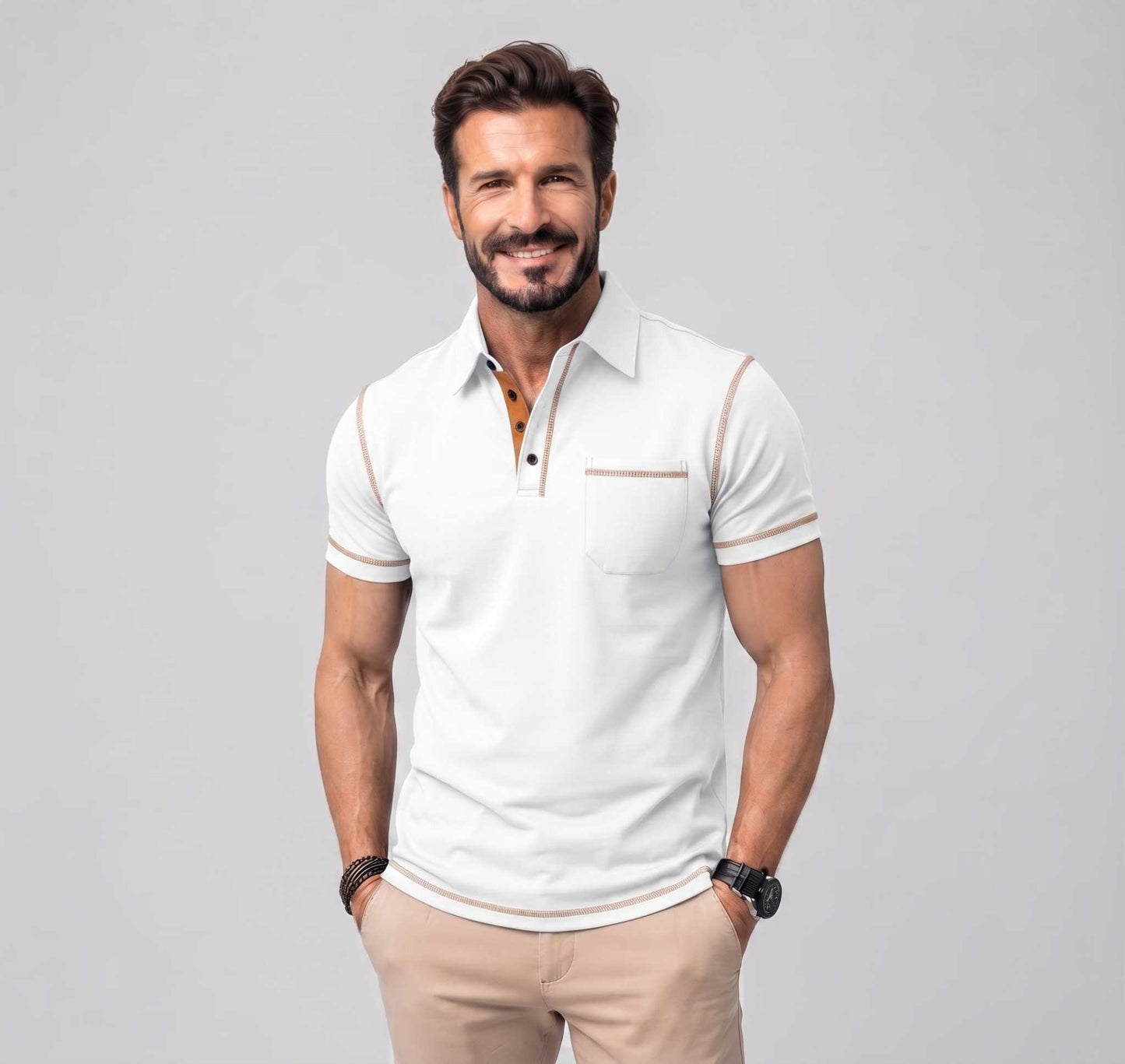 Men's GolfThing polo shirt with contrast trim and chest pocket designed for performance and comfort on the golf course