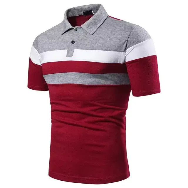 GolfThing Fairway Stride Golf Polo Shirt Red Grey