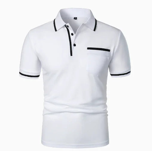 GolfThing Elite Lapel Golf Polo Shirt - White