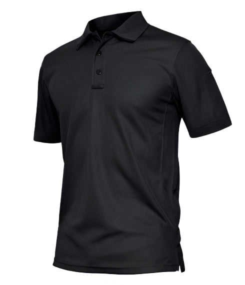 Black polo shirt on a white background