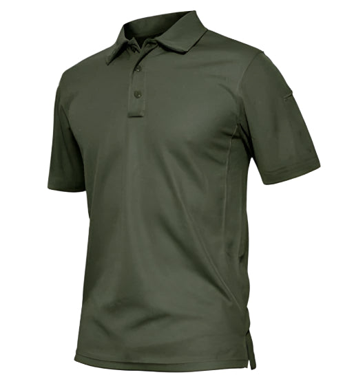 Green polo shirt on a white background