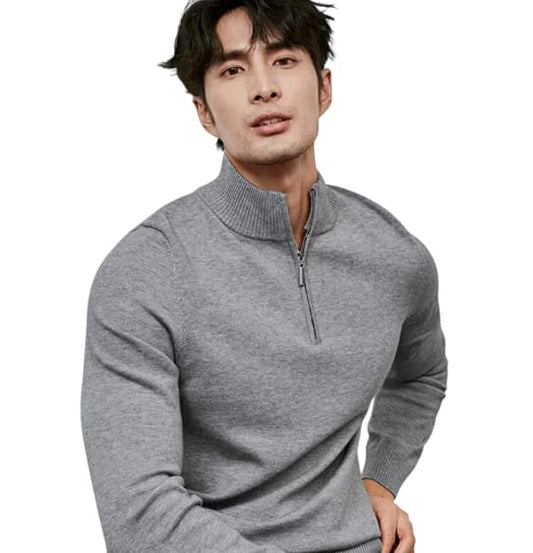 GolfThing Men’s Half Zip Knit Golf Sweater – Grey